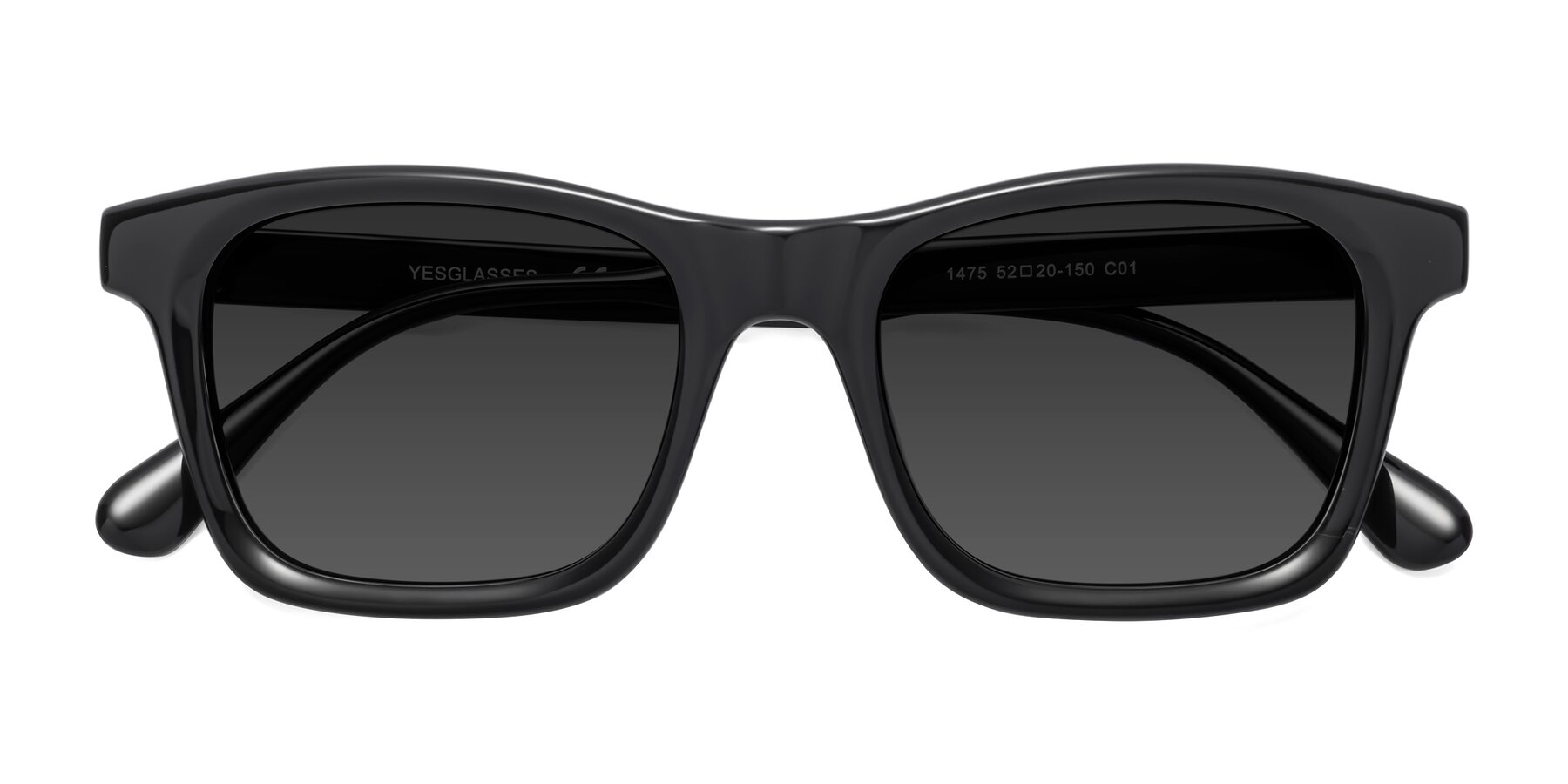 Folded Front of 1475 in Black with Gray Tinted Lenses