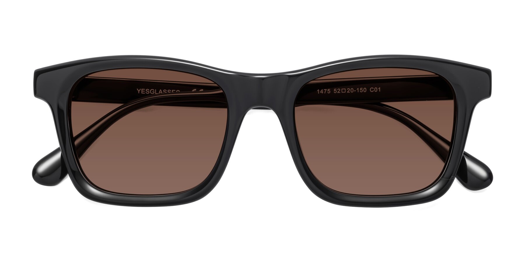 Folded Front of 1475 in Black with Brown Tinted Lenses