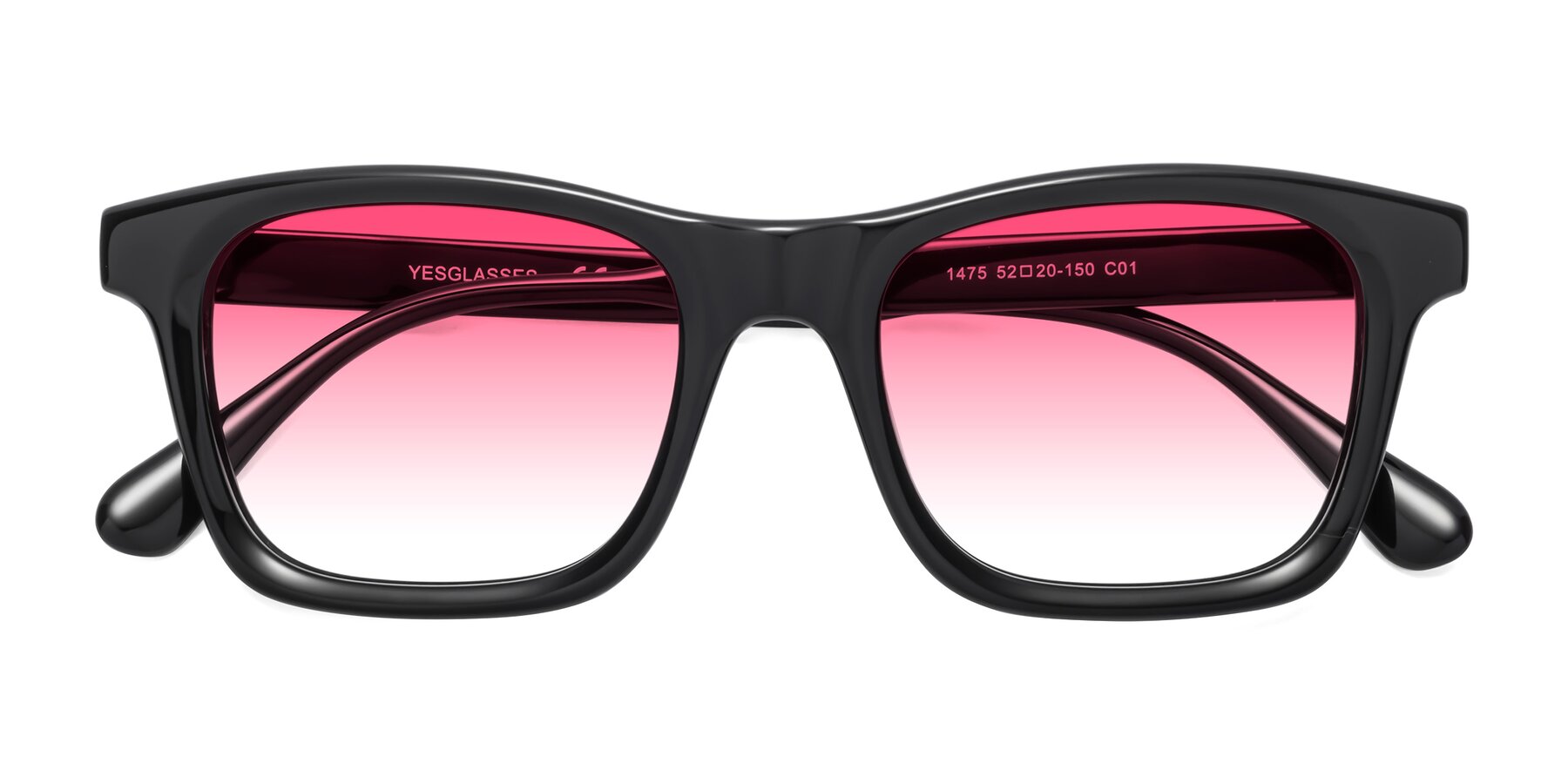 Folded Front of 1475 in Black with Pink Gradient Lenses