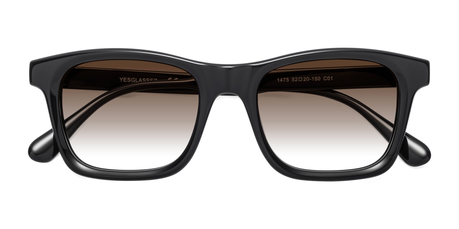 Folded Front of 1475 in Black with Brown Gradient Lenses