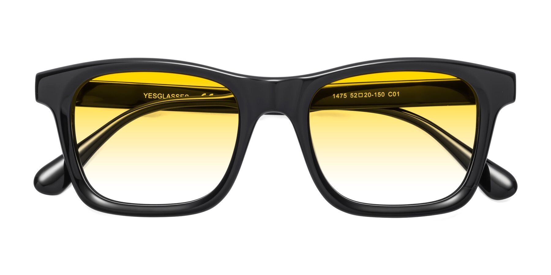 Folded Front of 1475 in Black with Yellow Gradient Lenses