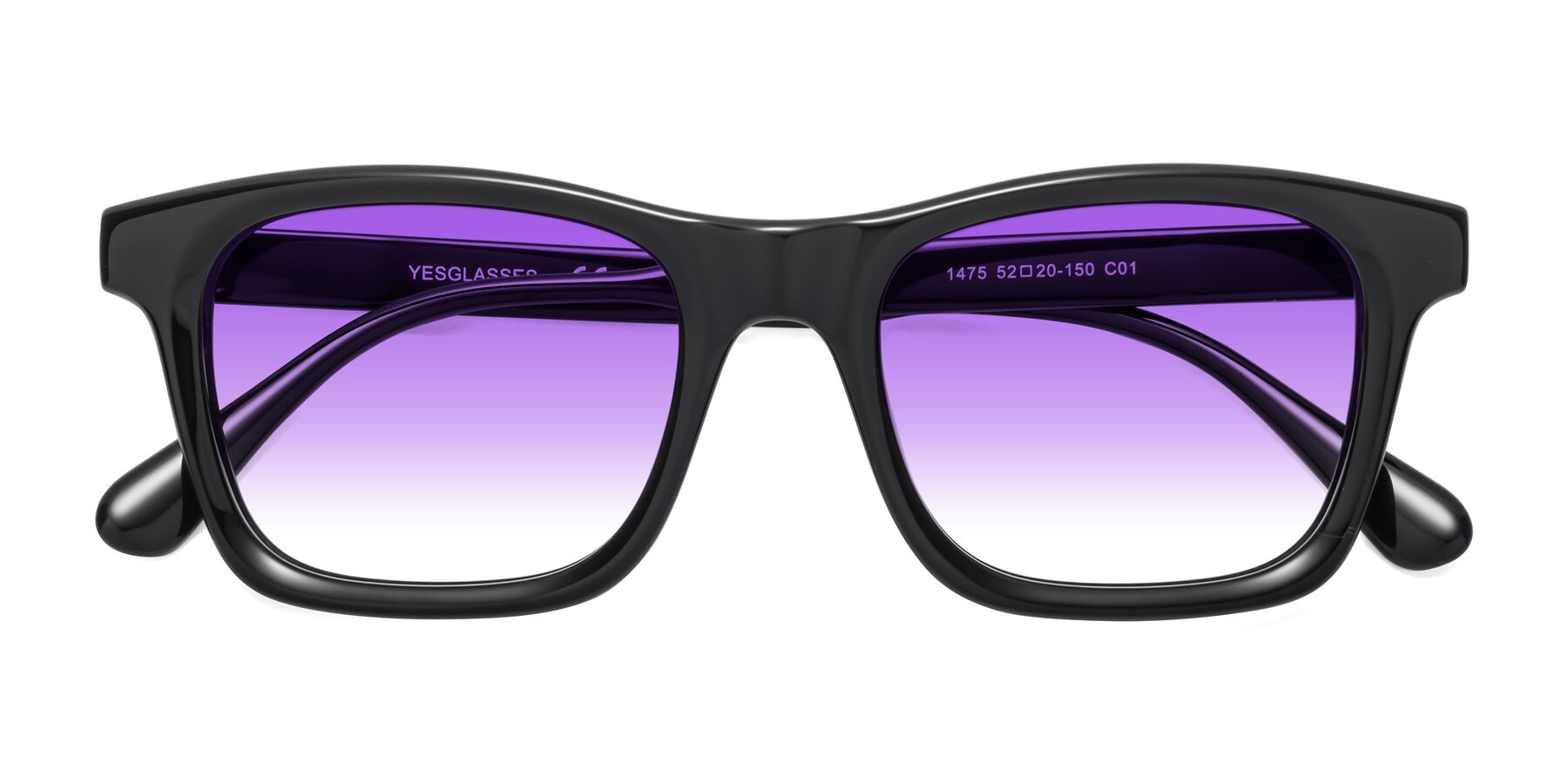 Folded Front of 1475 in Black with Purple Gradient Lenses