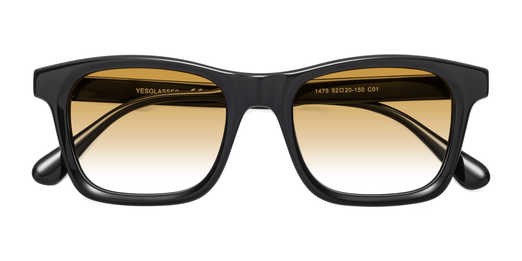 Folded Front of 1475 in Black with Champagne Gradient Lenses