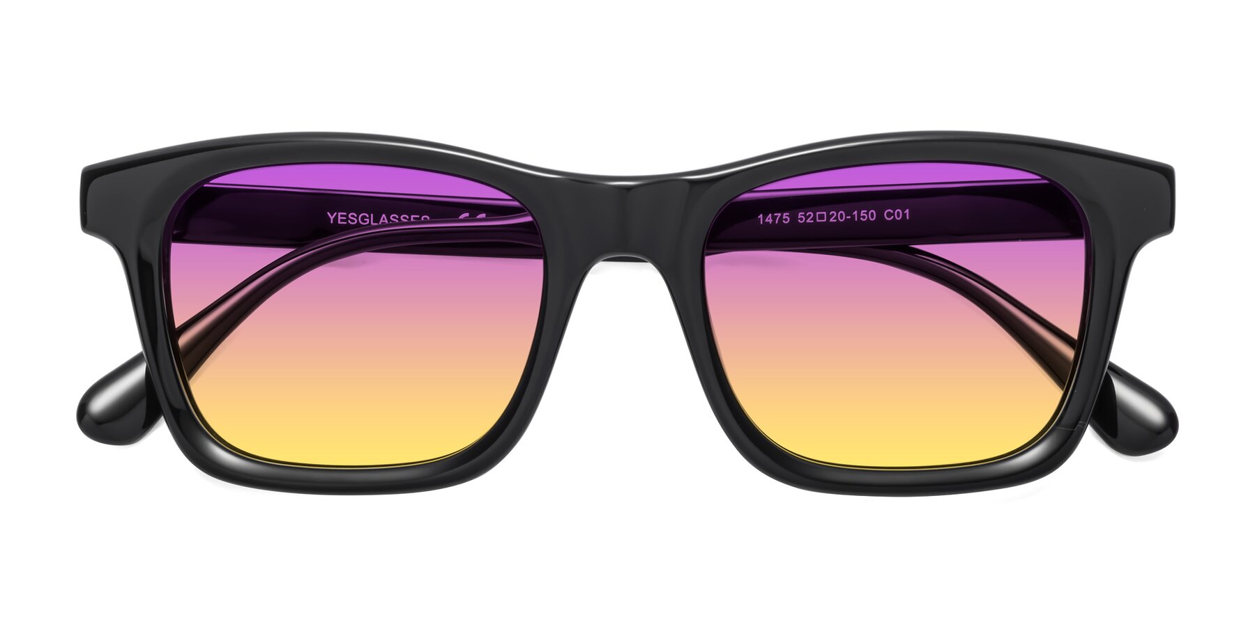 Folded Front of 1475 in Black with Purple / Yellow Gradient Lenses