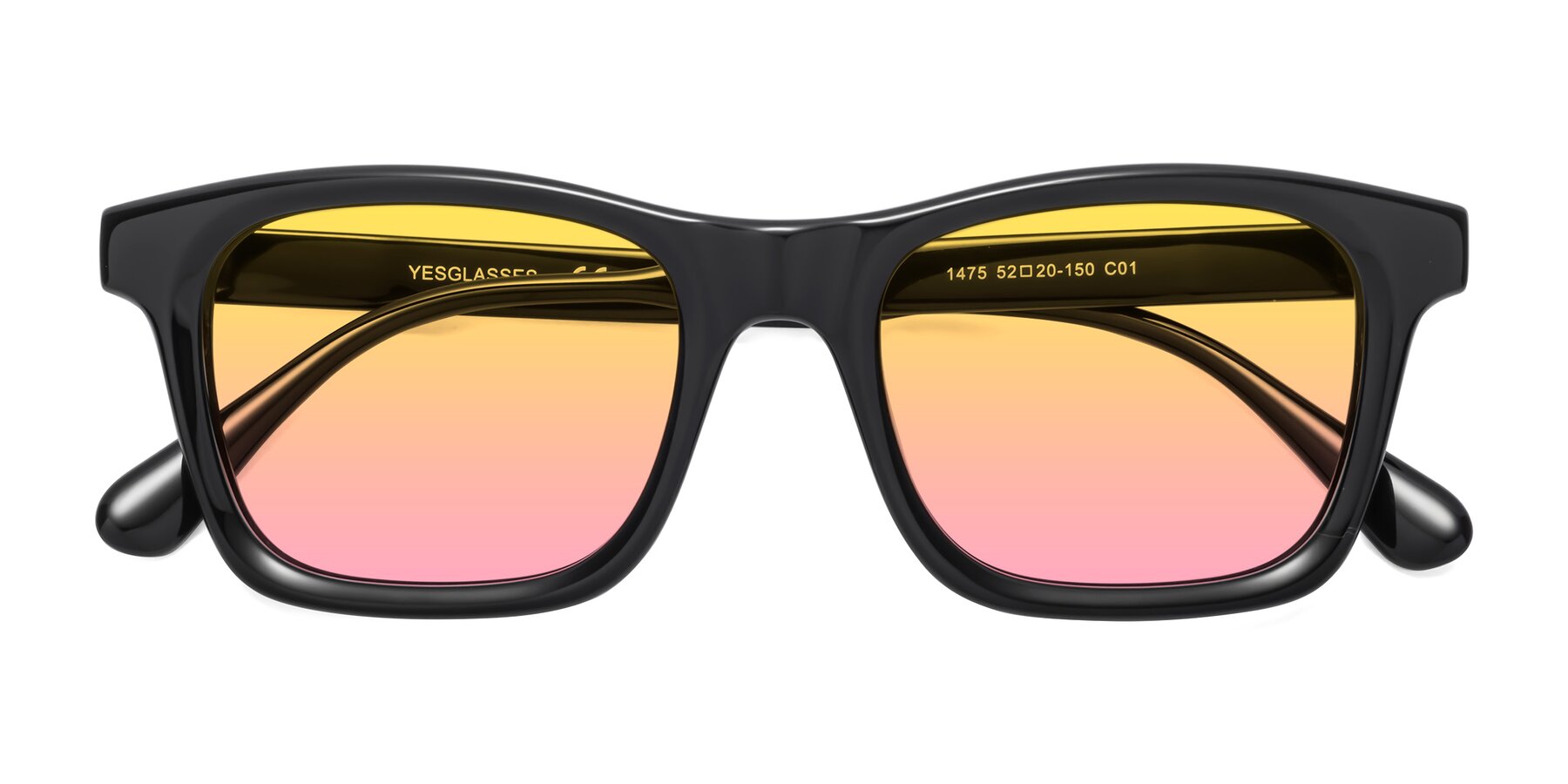 Folded Front of 1475 in Black with Yellow / Pink Gradient Lenses