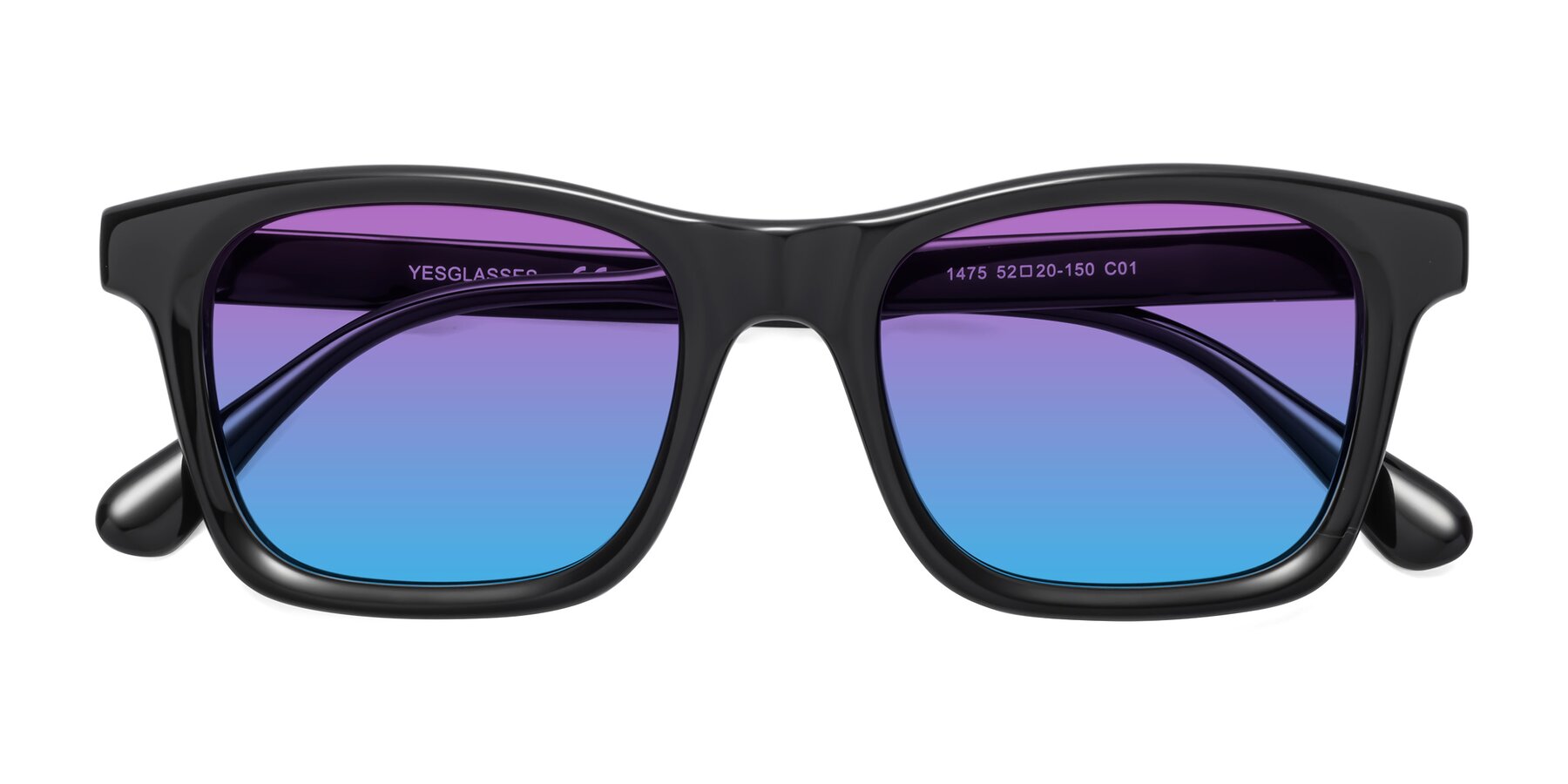 Folded Front of 1475 in Black with Purple / Blue Gradient Lenses