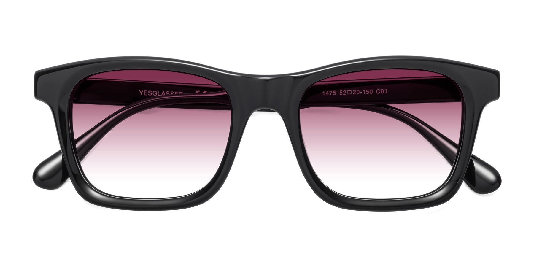 Folded Front of 1475 in Black with Wine Gradient Lenses