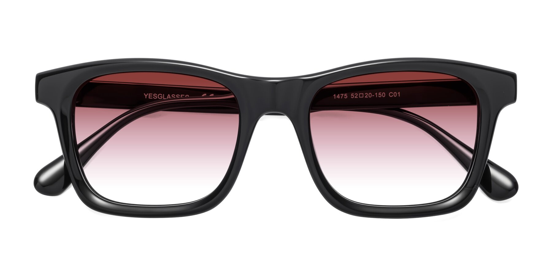 Folded Front of 1475 in Black with Garnet Gradient Lenses