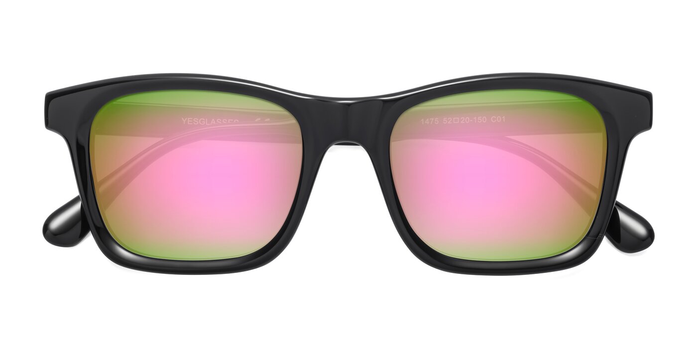 1475 - Black Flash Mirrored Sunglasses