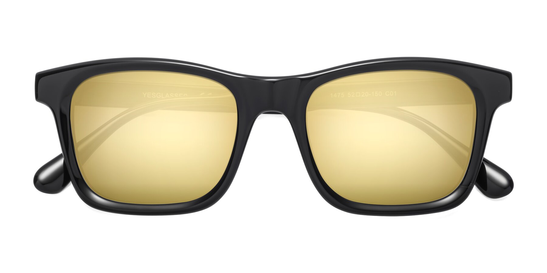 Folded Front of 1475 in Black with Gold Mirrored Lenses