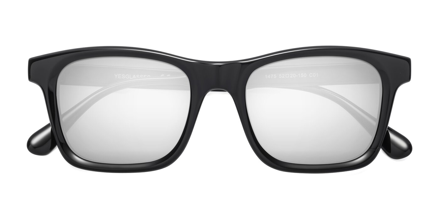 1475 - Black Flash Mirrored Sunglasses