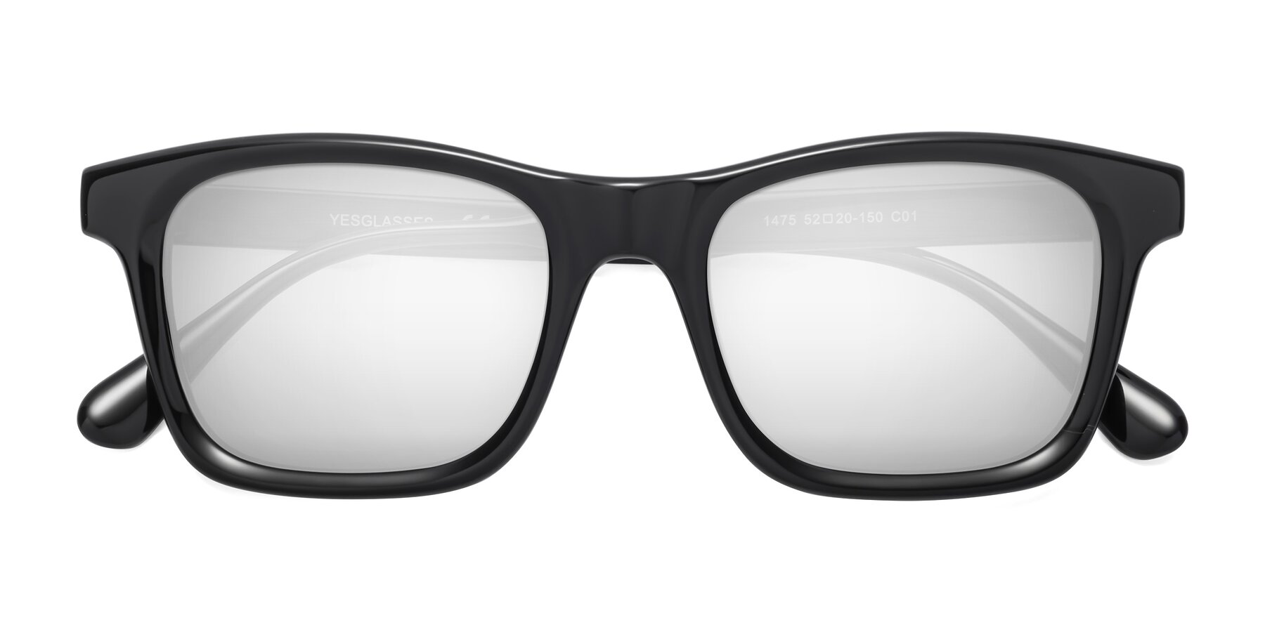 Folded Front of 1475 in Black with Silver Mirrored Lenses