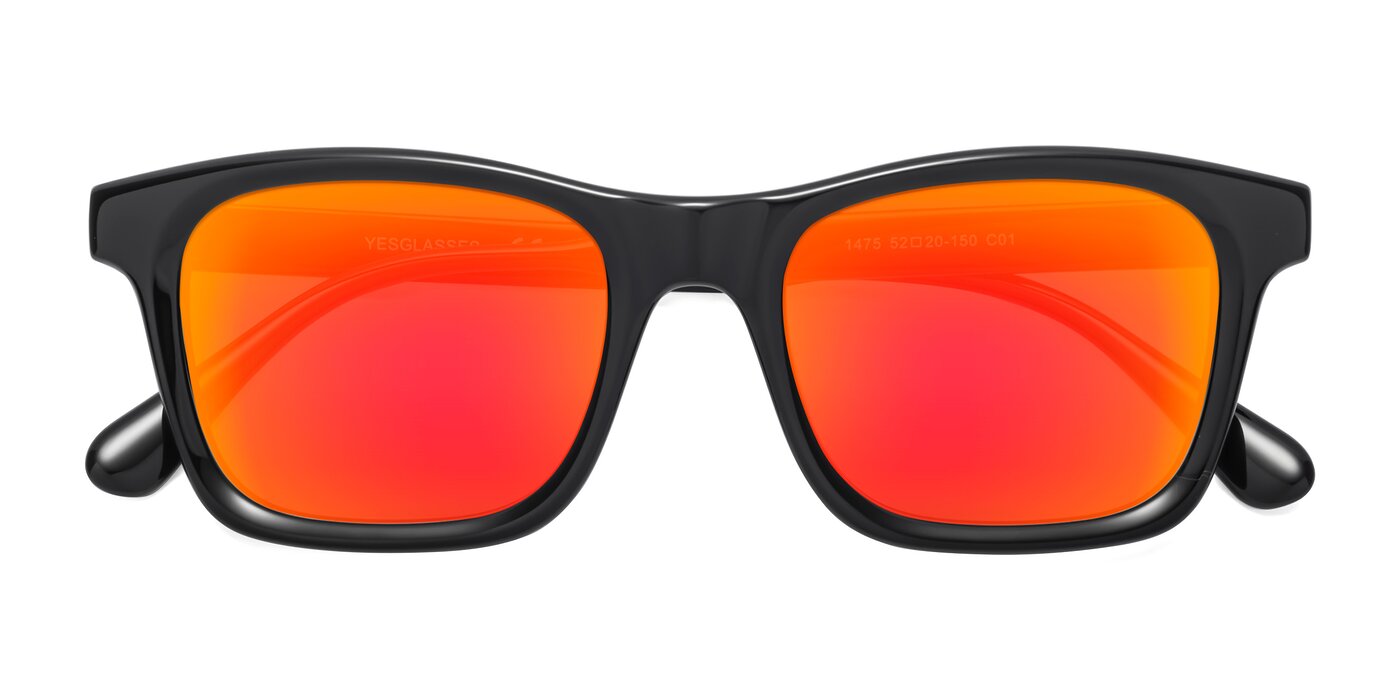 1475 - Black Flash Mirrored Sunglasses