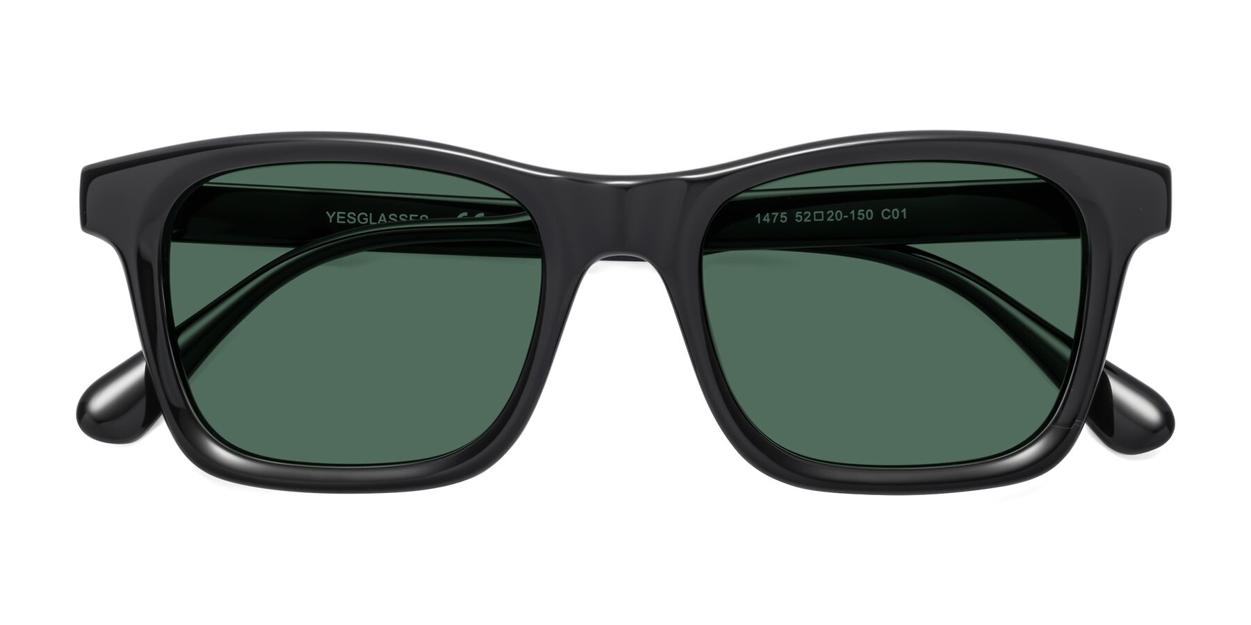 Folded Front of 1475 in Black with Green Polarized Lenses