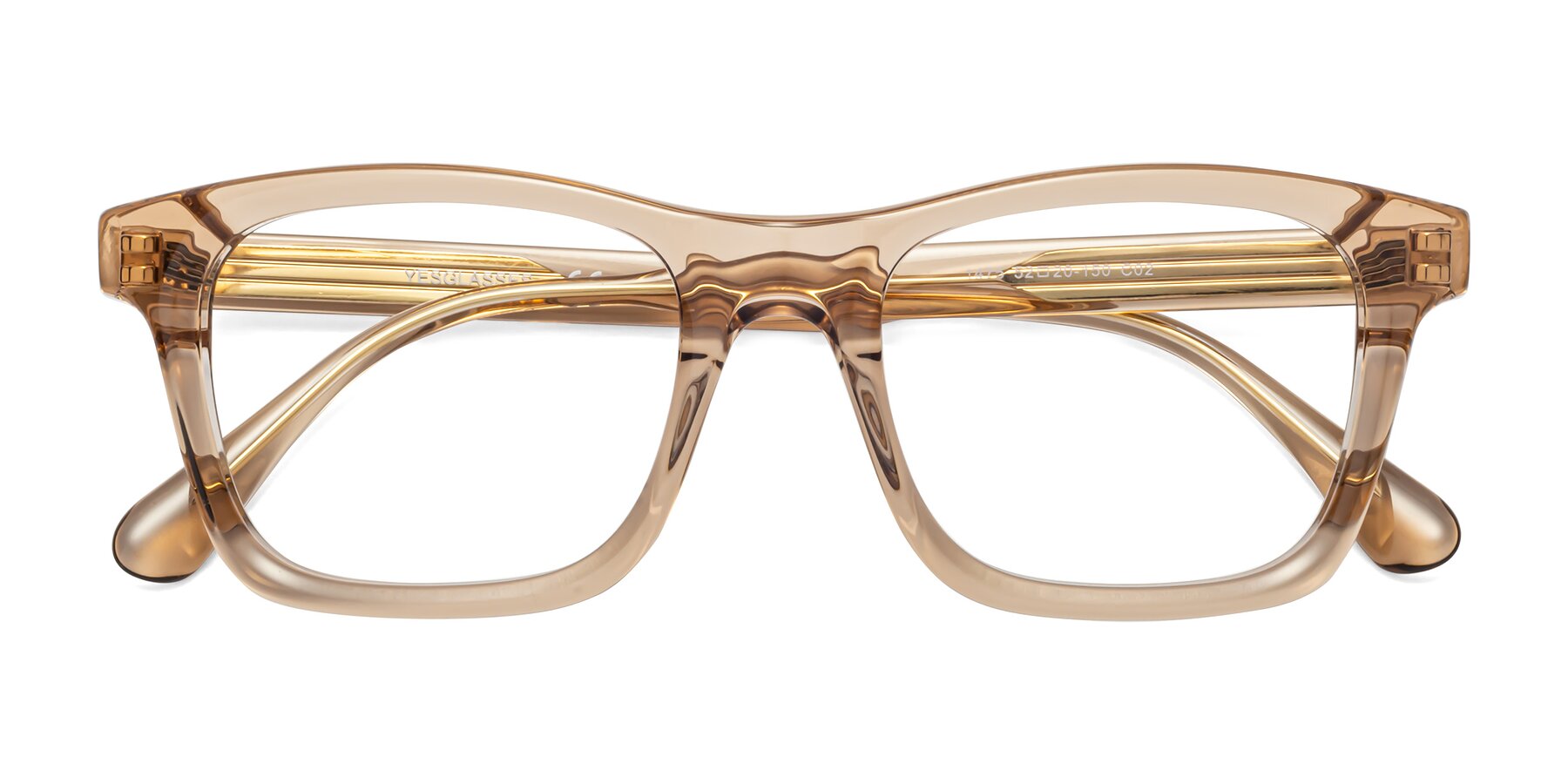 Folded Front of 1475 in Caramel with Clear Eyeglass Lenses