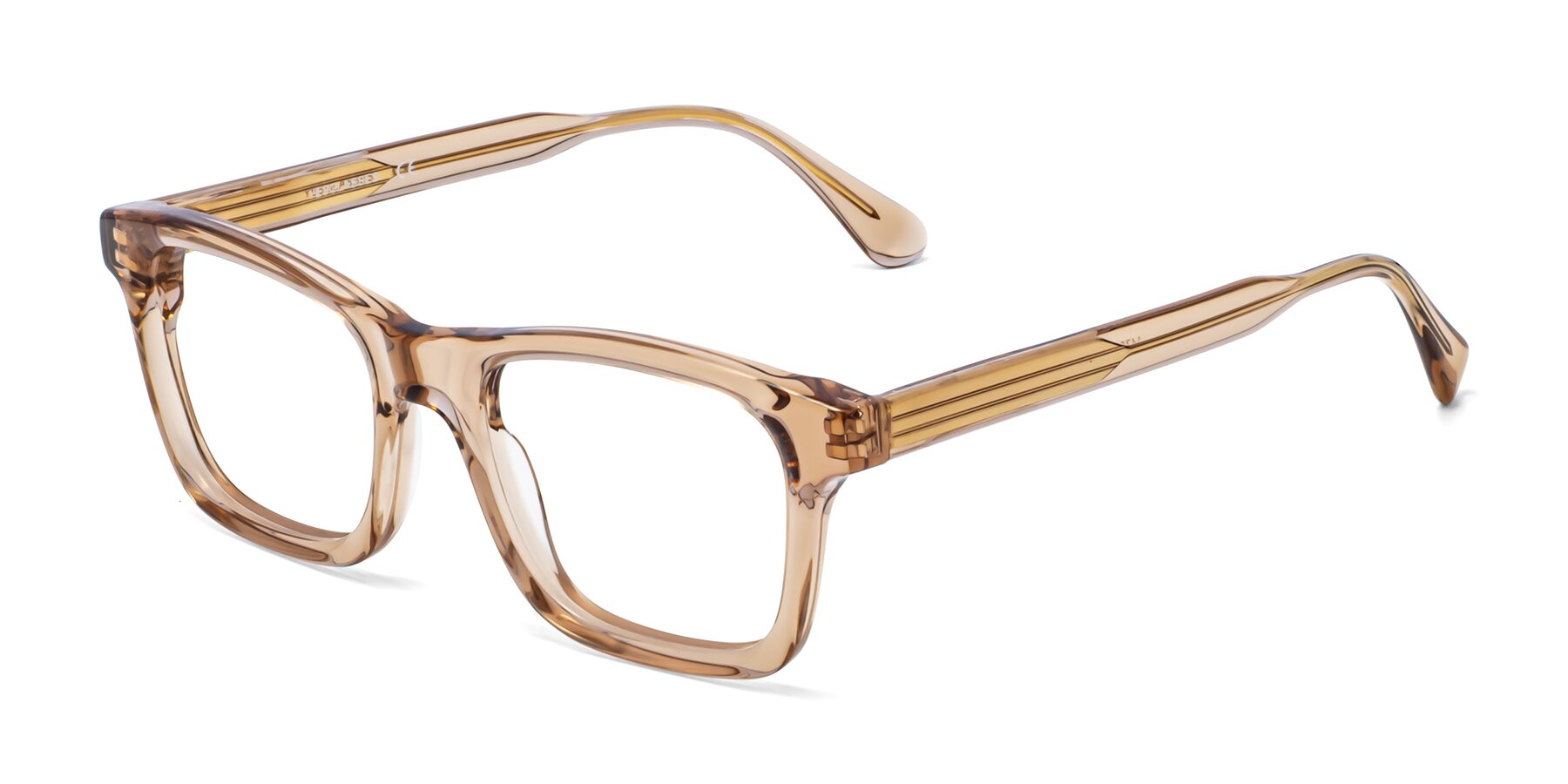 Angle of 1475 in Caramel with Clear Reading Eyeglass Lenses