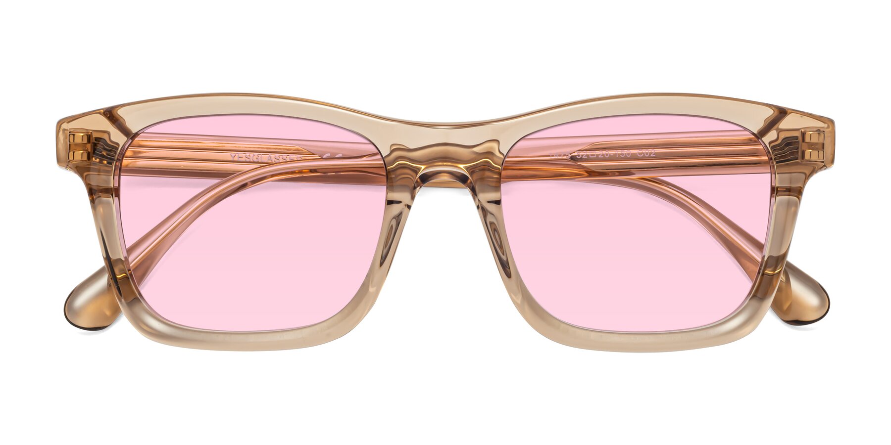 Folded Front of 1475 in Caramel with Light Pink Tinted Lenses