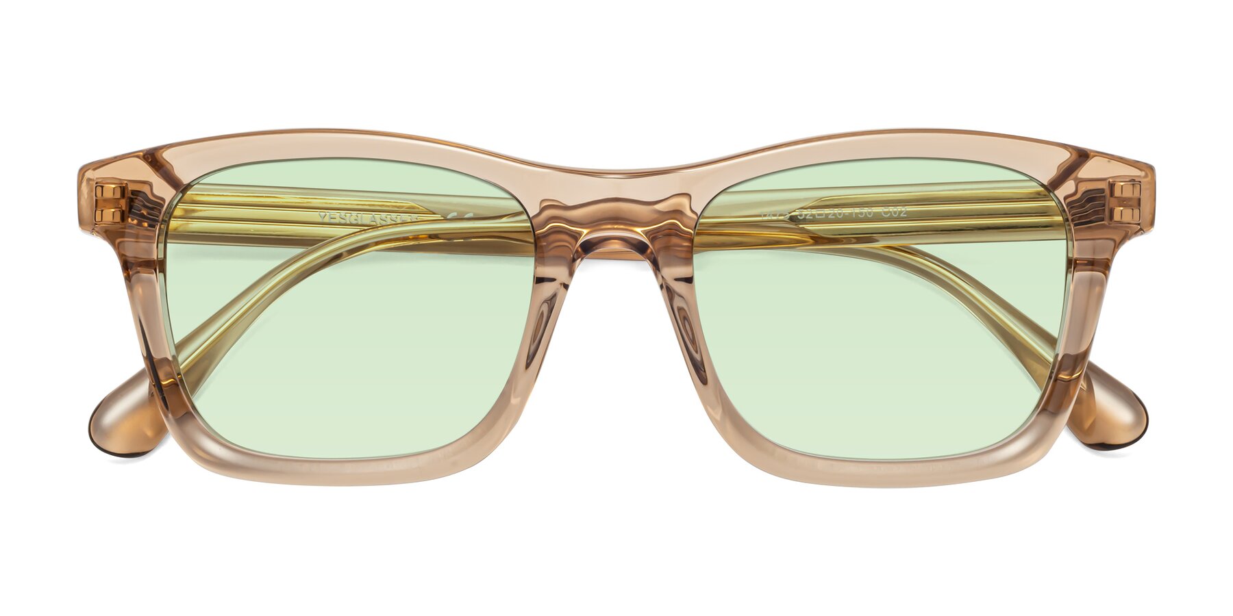 Folded Front of 1475 in Caramel with Light Green Tinted Lenses
