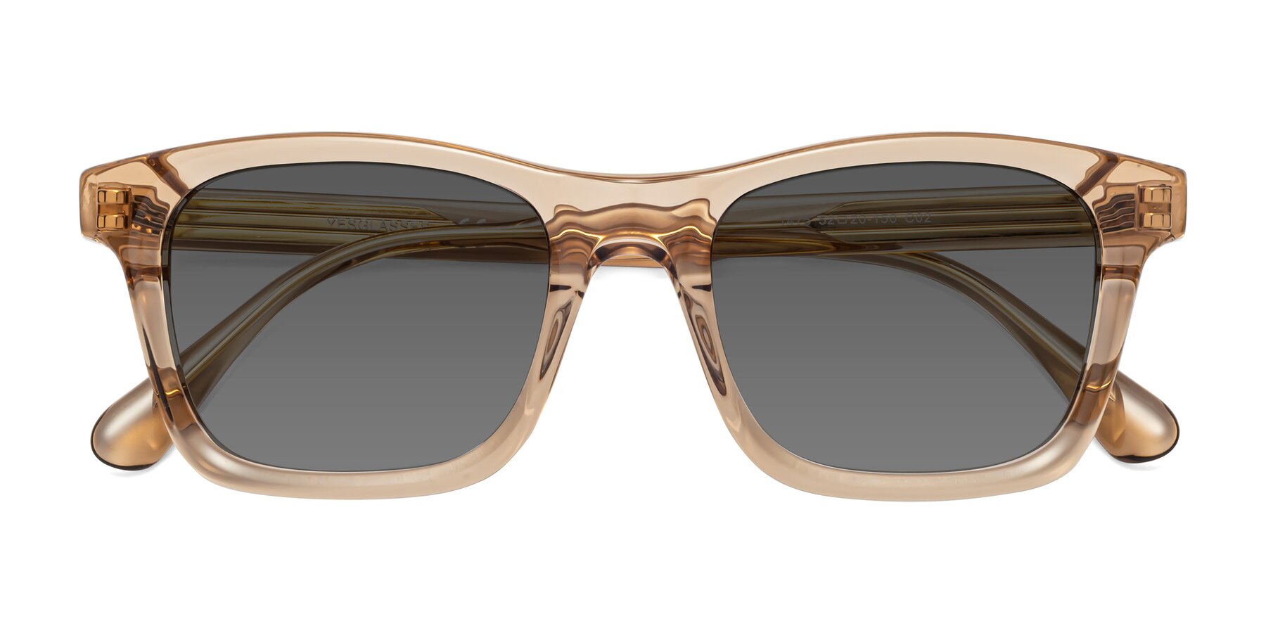 Folded Front of 1475 in Caramel with Medium Gray Tinted Lenses