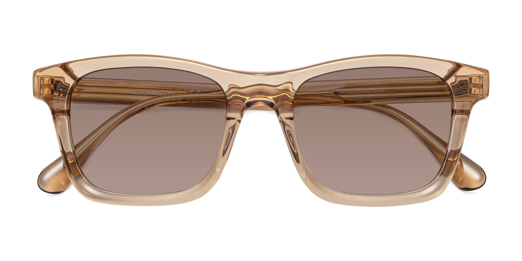 Folded Front of 1475 in Caramel with Medium Brown Tinted Lenses