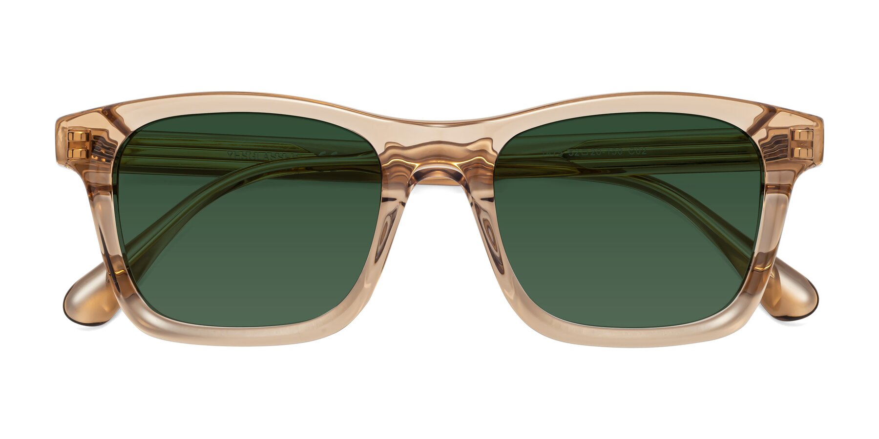 Folded Front of 1475 in Caramel with Green Tinted Lenses