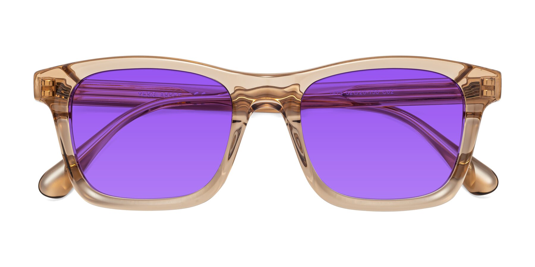 Folded Front of 1475 in Caramel with Purple Tinted Lenses