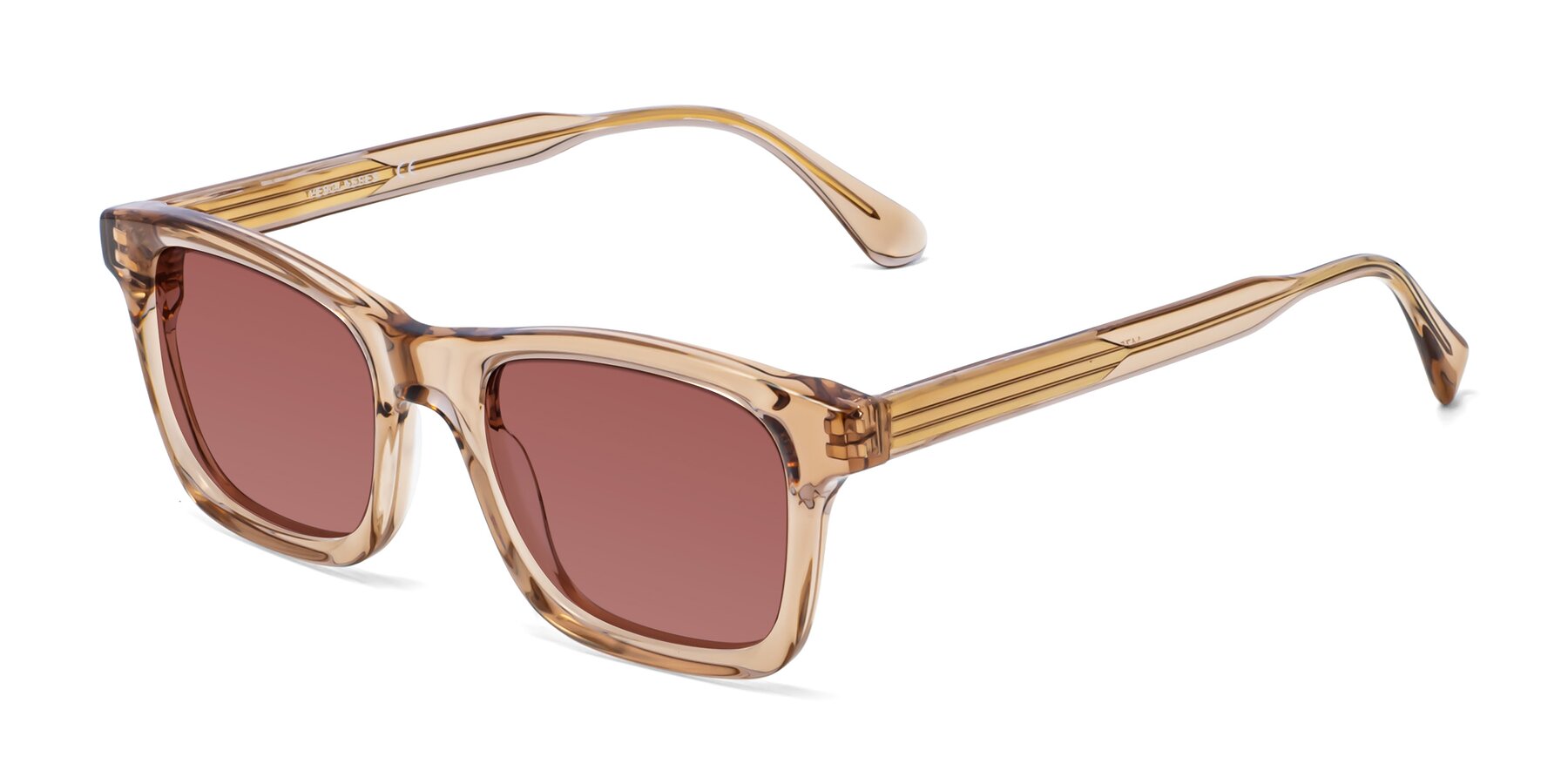 Angle of 1475 in Caramel with Garnet Tinted Lenses