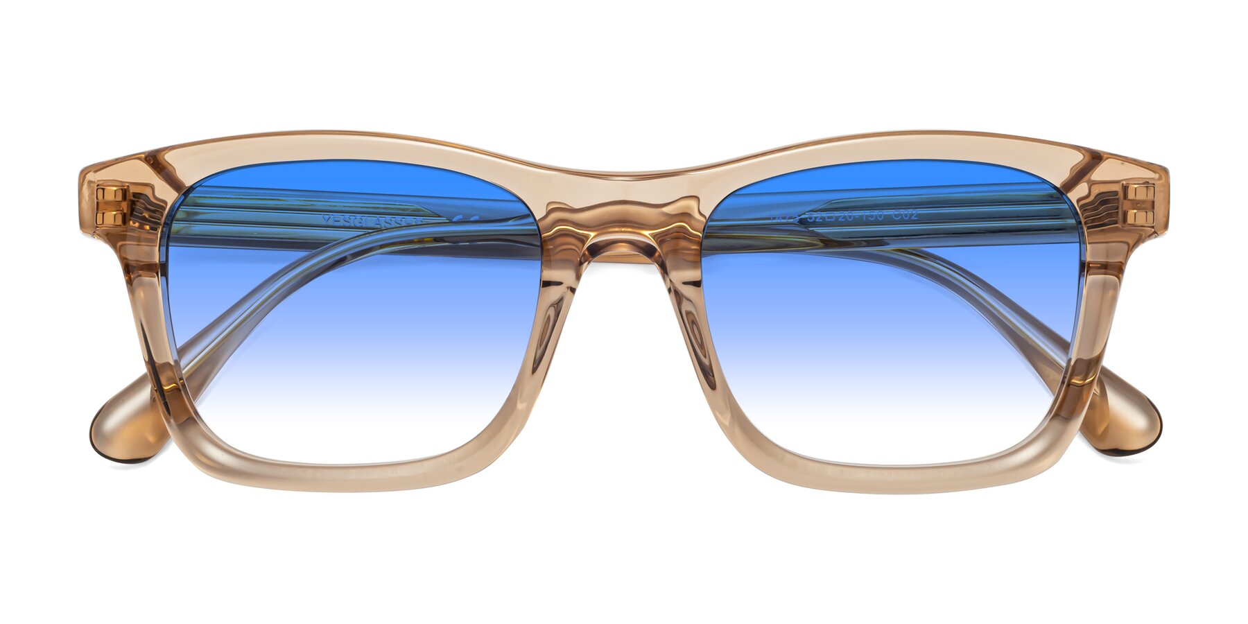 Folded Front of 1475 in Caramel with Blue Gradient Lenses