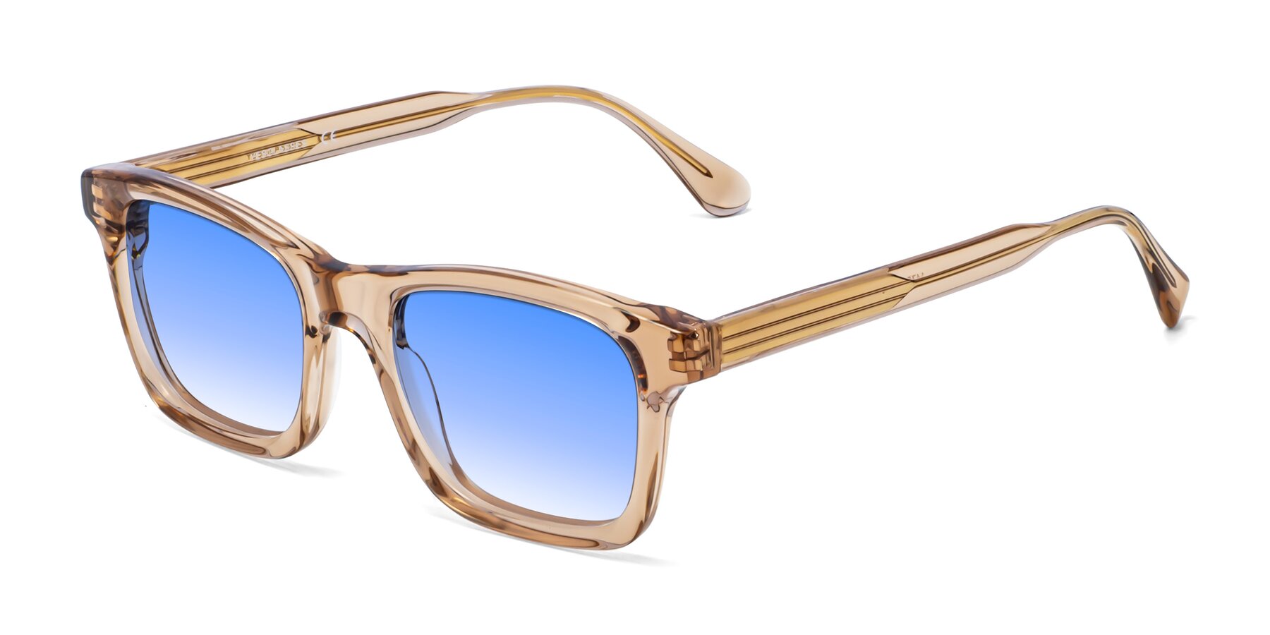 Angle of 1475 in Caramel with Blue Gradient Lenses