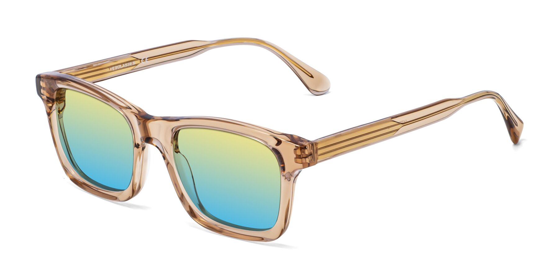 Angle of 1475 in Caramel with Yellow / Blue Gradient Lenses