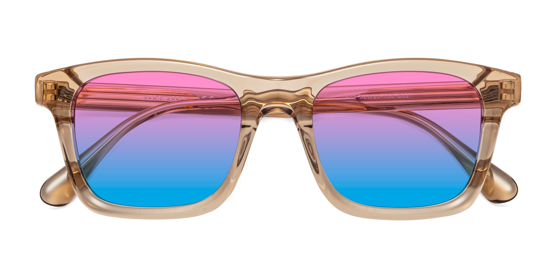 Folded Front of 1475 in Caramel with Pink / Blue Gradient Lenses
