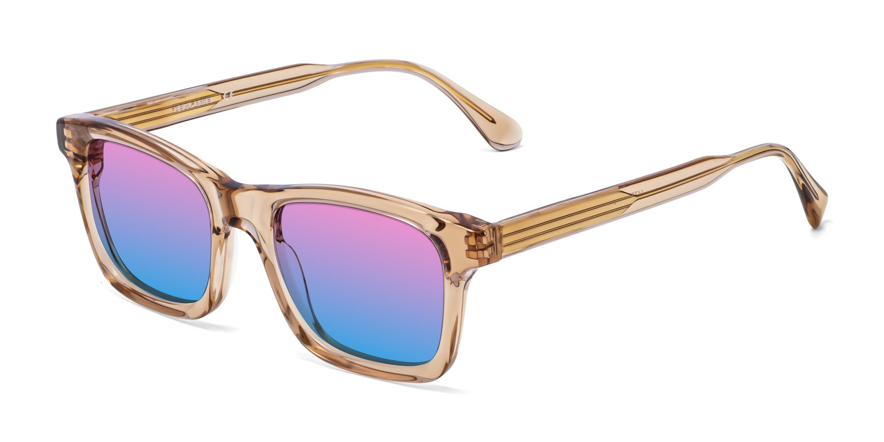 Angle of 1475 in Caramel with Pink / Blue Gradient Lenses