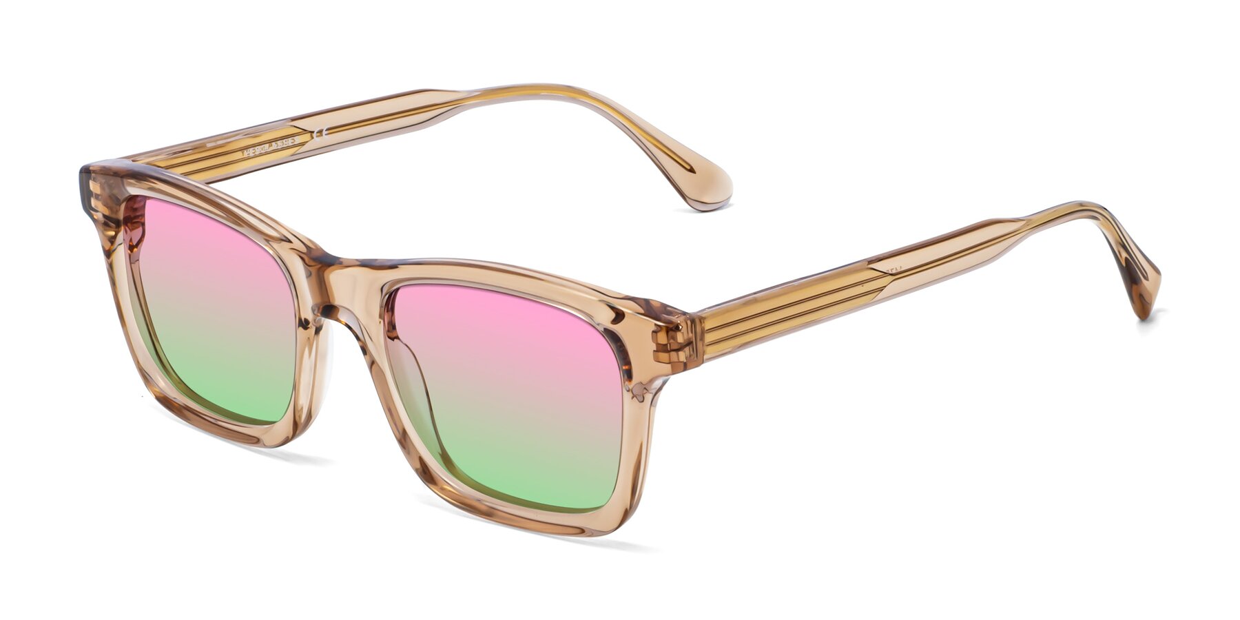 Angle of 1475 in Caramel with Pink / Green Gradient Lenses