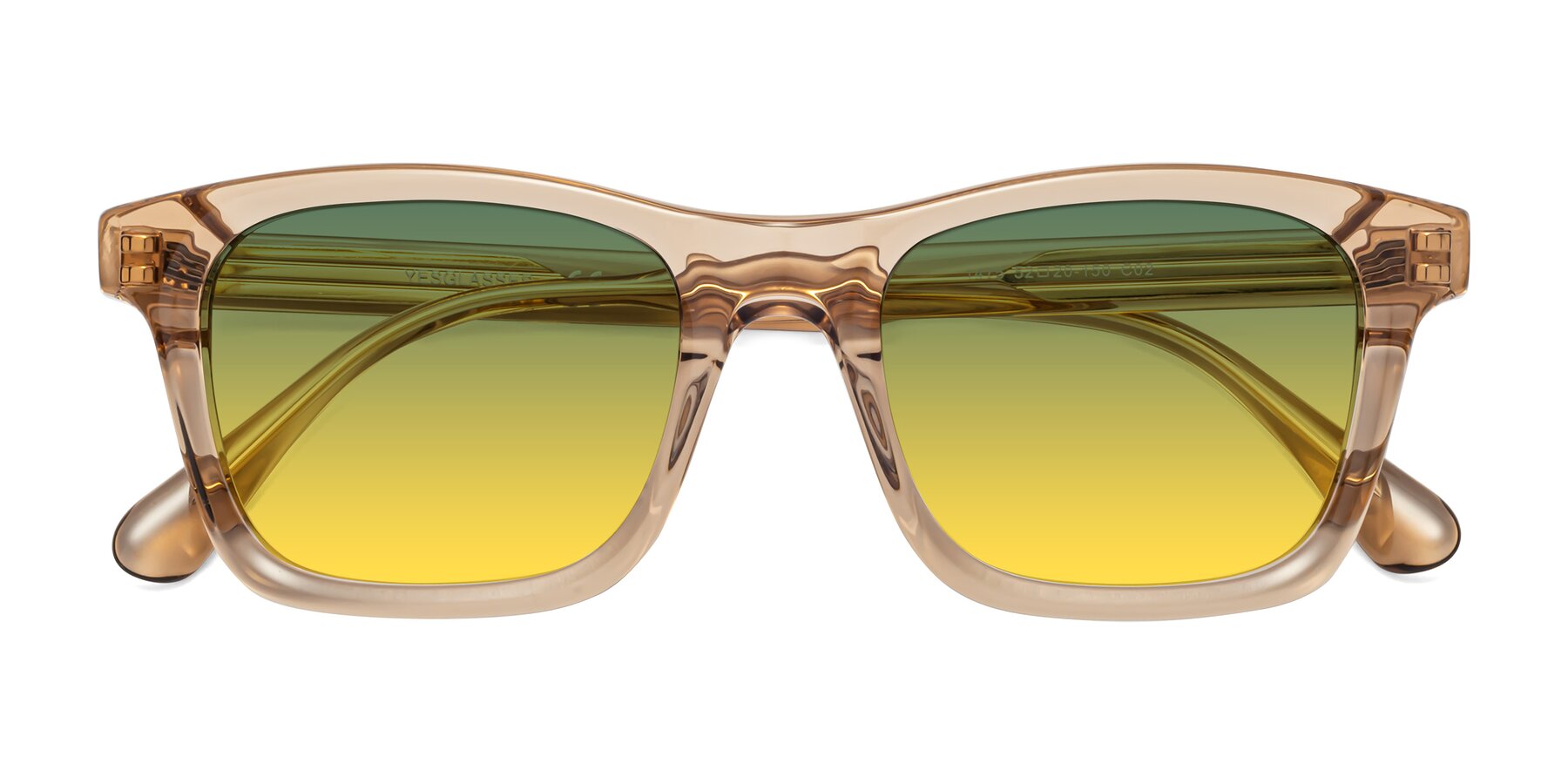 Folded Front of 1475 in Caramel with Green / Yellow Gradient Lenses
