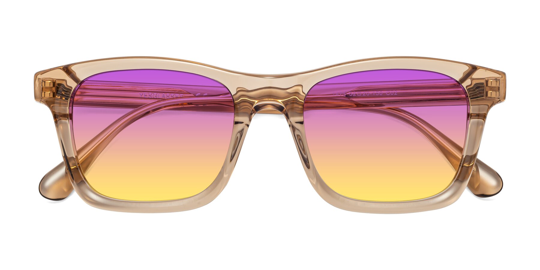 Folded Front of 1475 in Caramel with Purple / Yellow Gradient Lenses