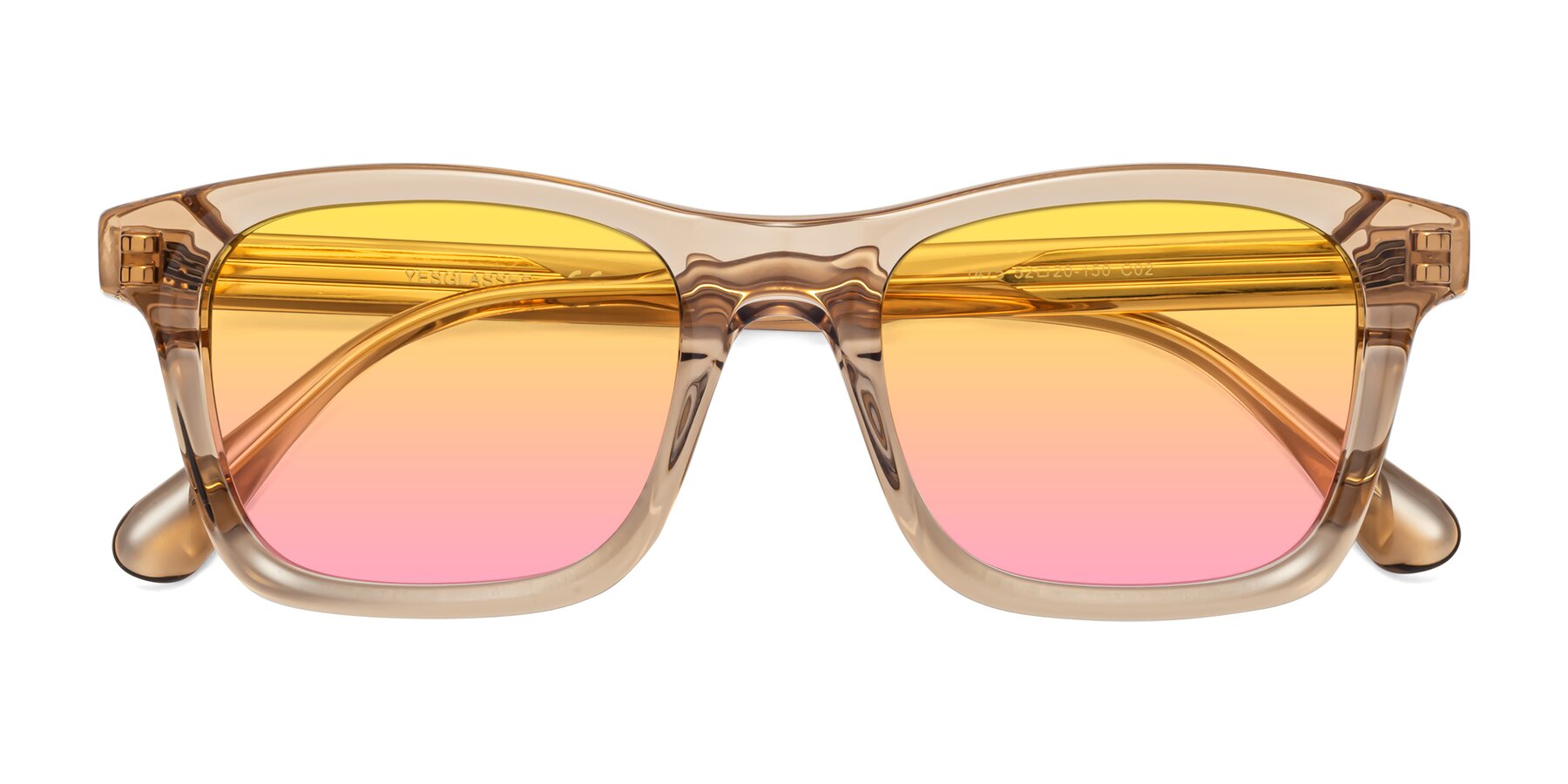 Folded Front of 1475 in Caramel with Yellow / Pink Gradient Lenses