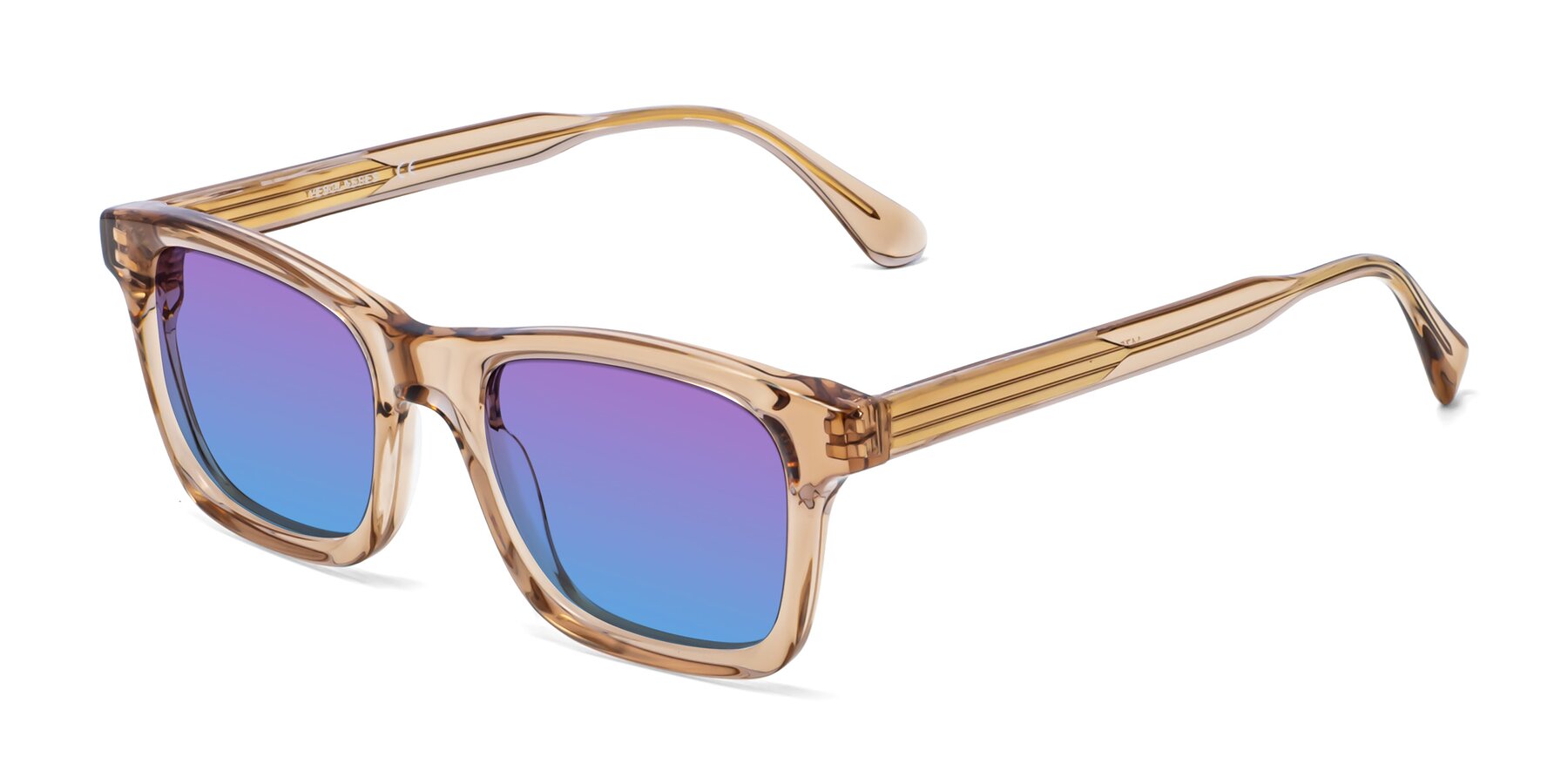 Angle of 1475 in Caramel with Purple / Blue Gradient Lenses