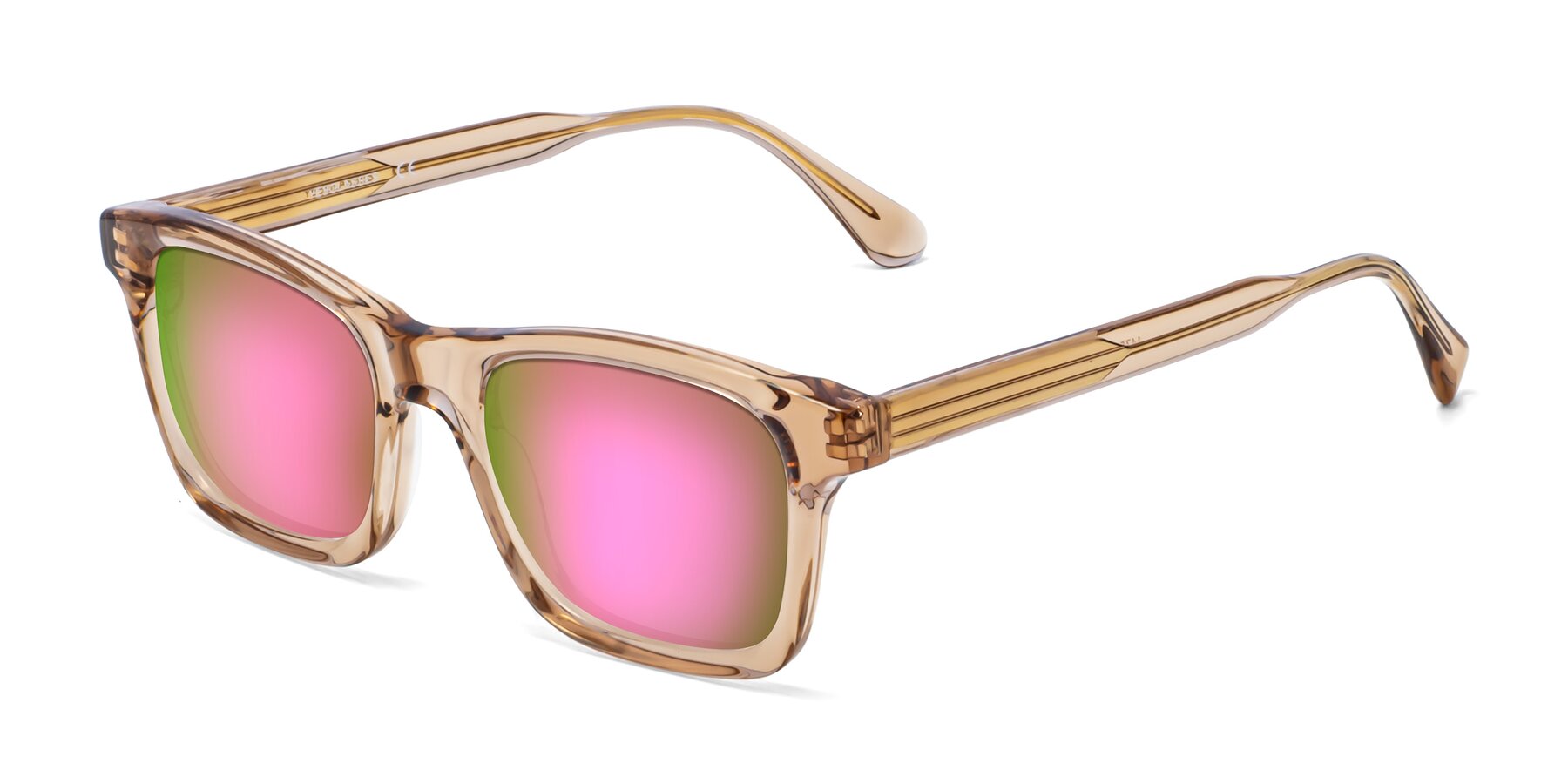 Angle of 1475 in Caramel with Pink Mirrored Lenses