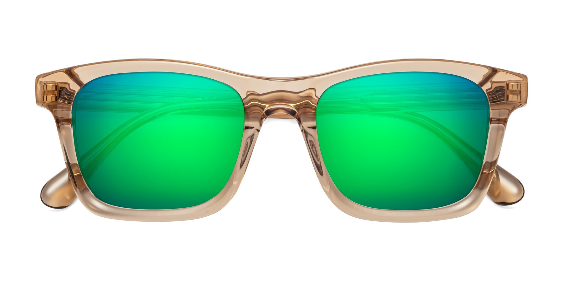 Folded Front of 1475 in Caramel with Green Mirrored Lenses