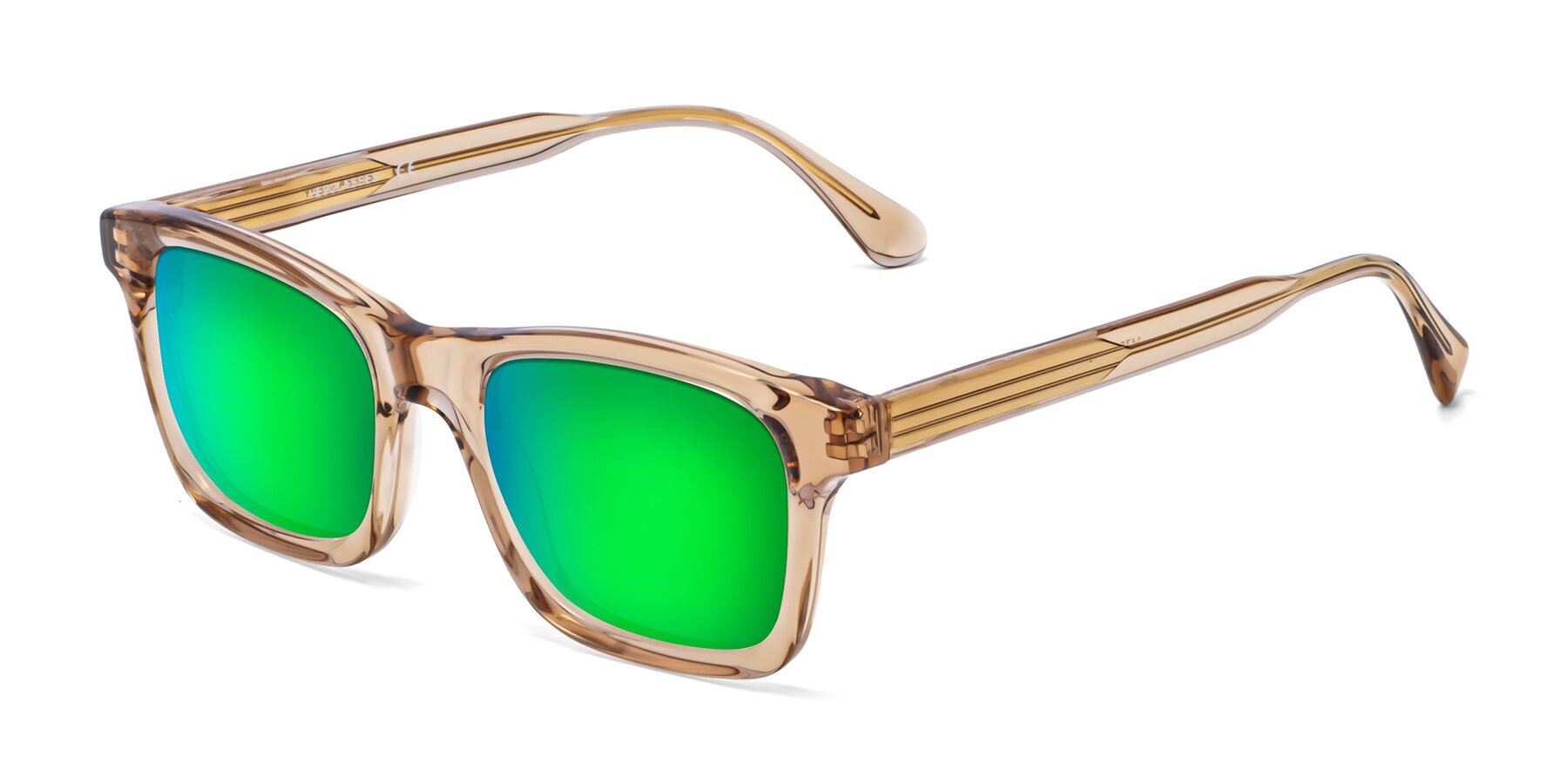 Angle of 1475 in Caramel with Green Mirrored Lenses