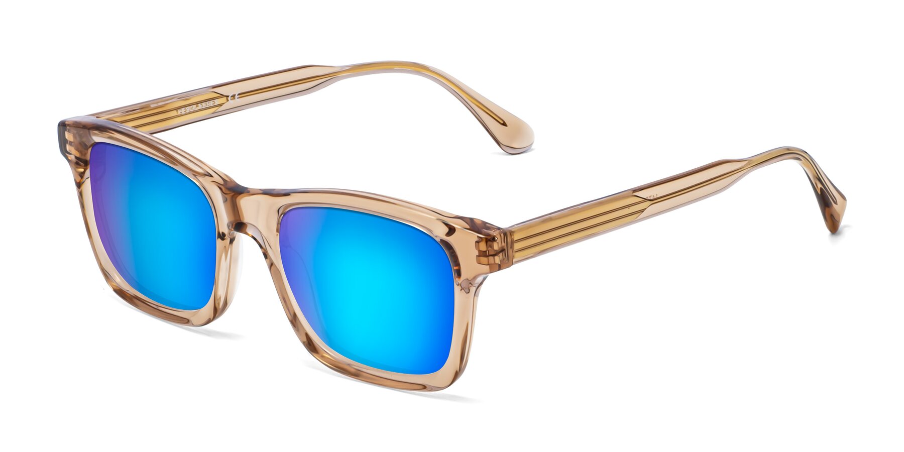 Angle of 1475 in Caramel with Blue Mirrored Lenses