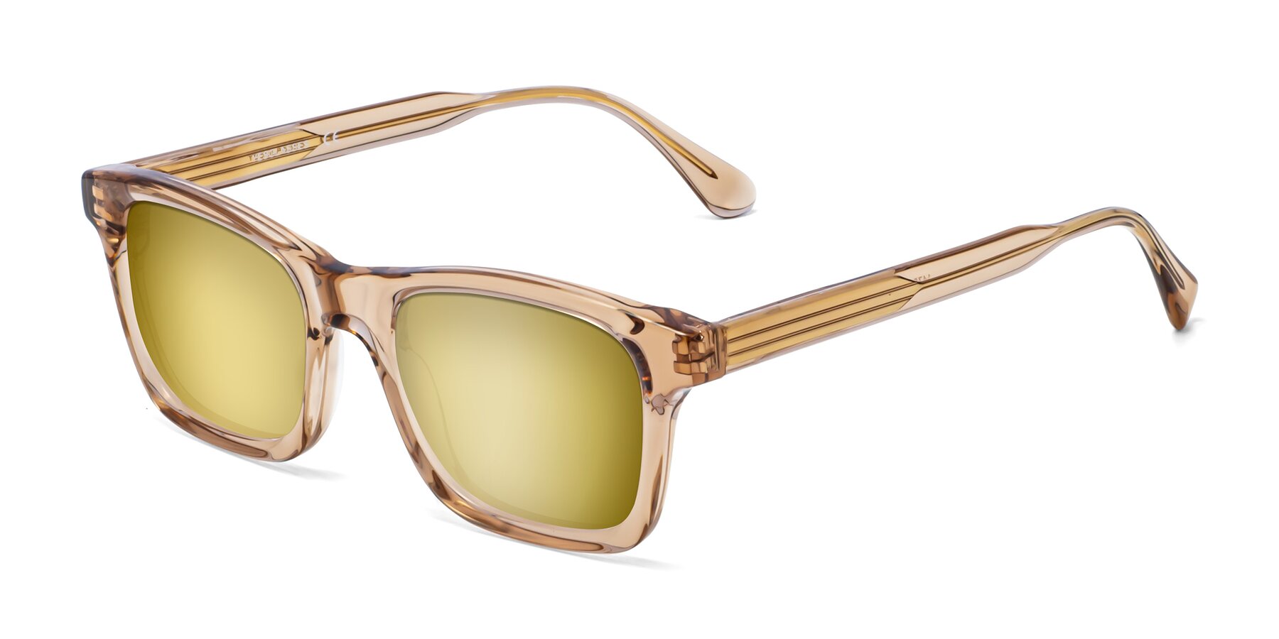 Angle of 1475 in Caramel with Gold Mirrored Lenses