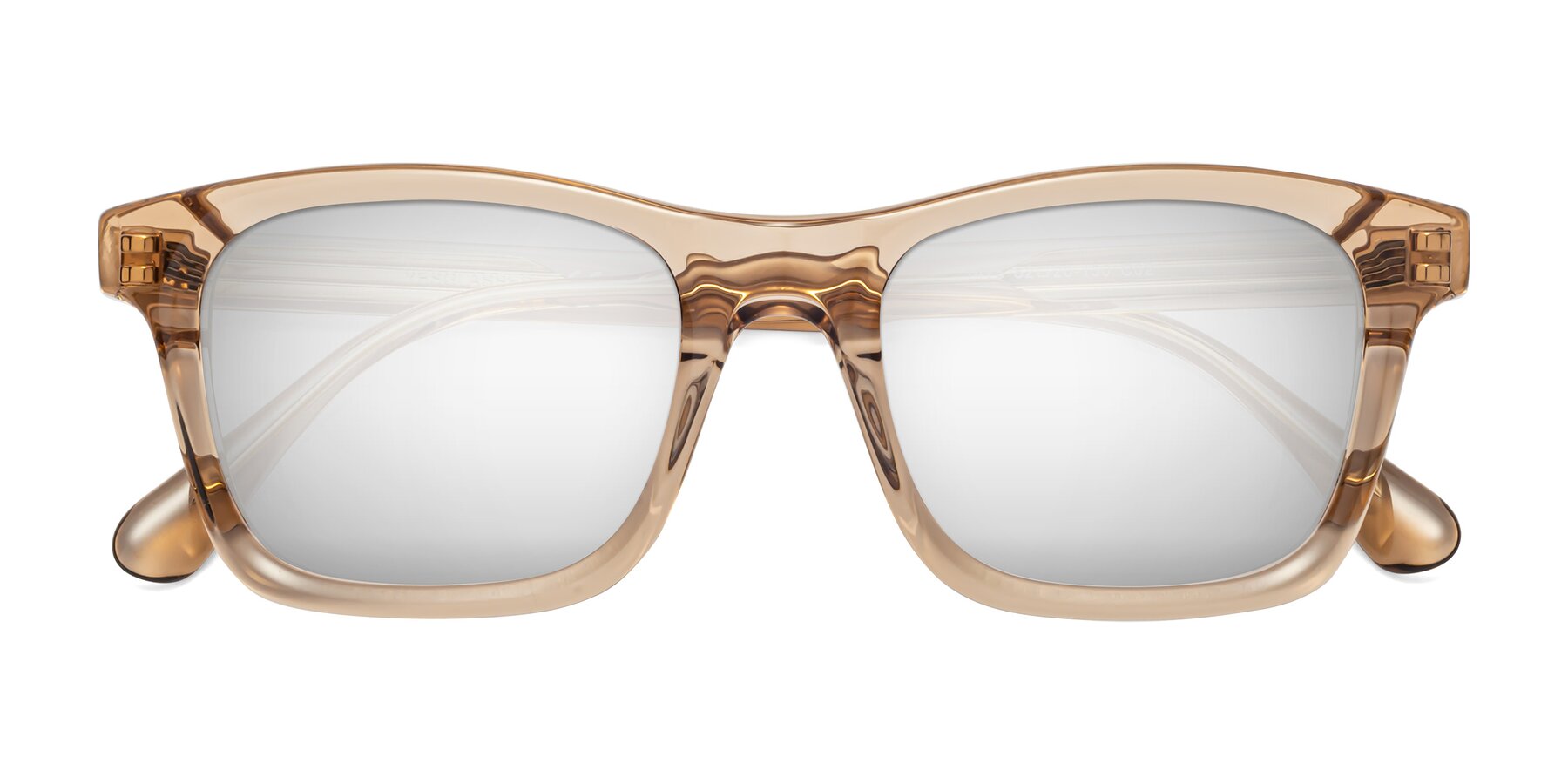Folded Front of 1475 in Caramel with Silver Mirrored Lenses