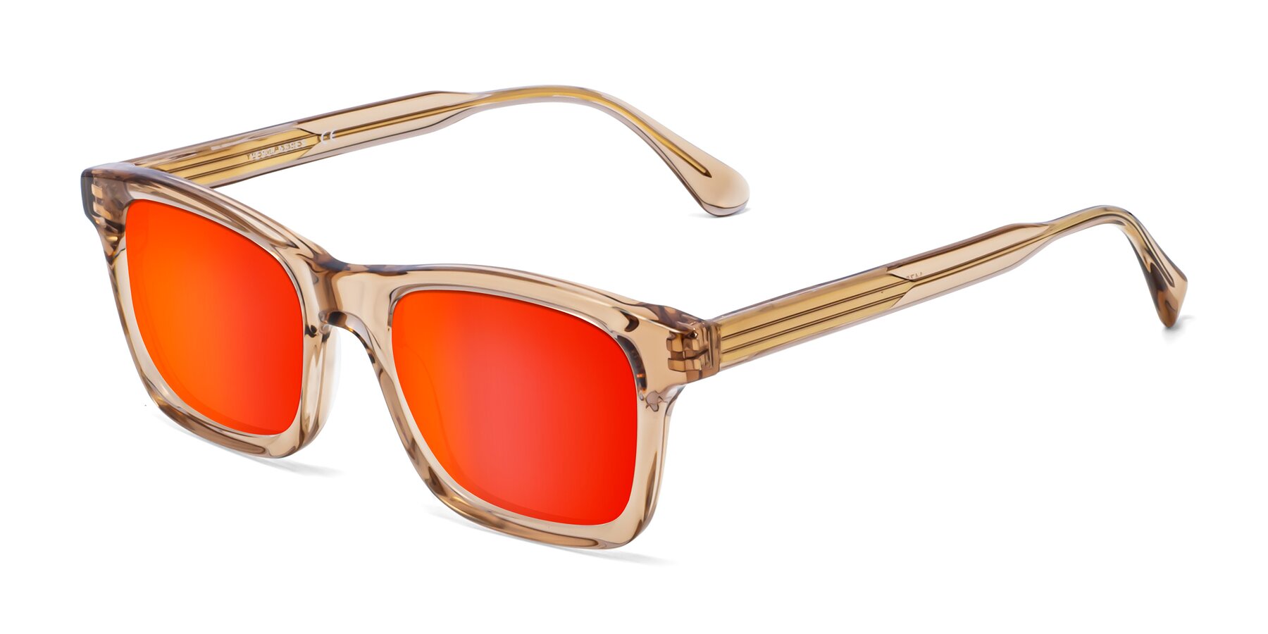 Angle of 1475 in Caramel with Red Gold Mirrored Lenses