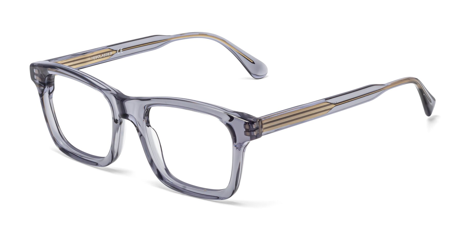 Angle of 1475 in Transparent Gray with Clear Eyeglass Lenses