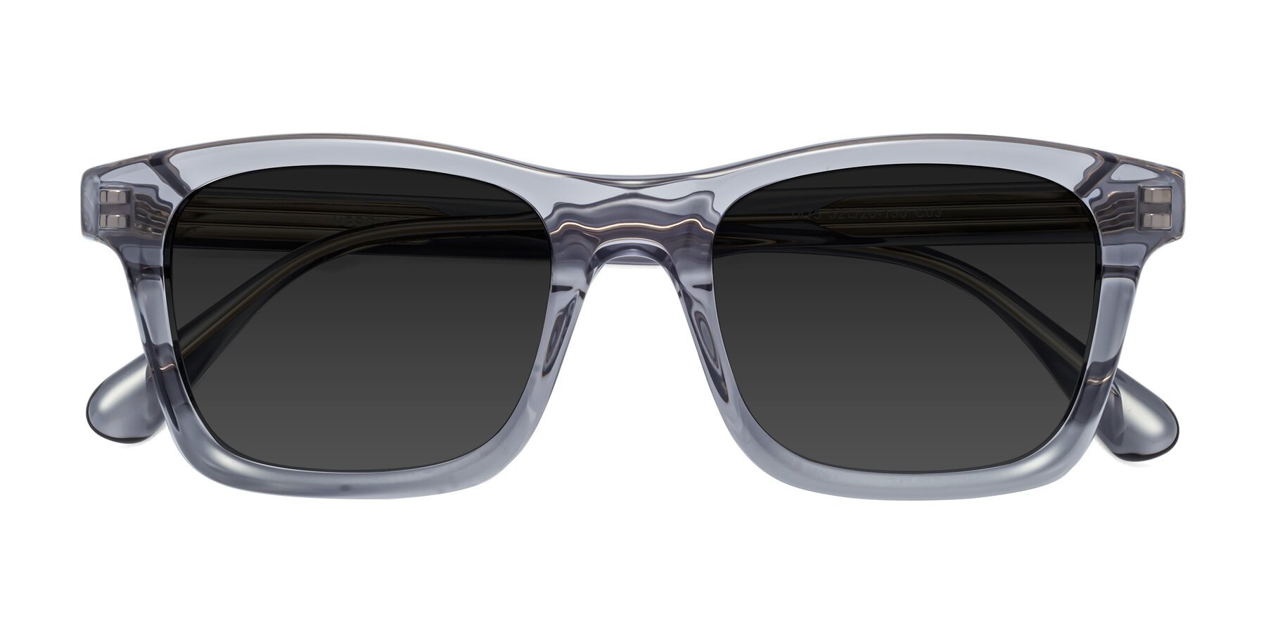Folded Front of 1475 in Transparent Gray with Gray Polarized TAC Lenses