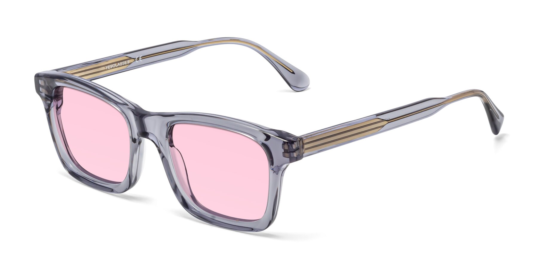 Angle of 1475 in Transparent Gray with Light Pink Tinted Lenses