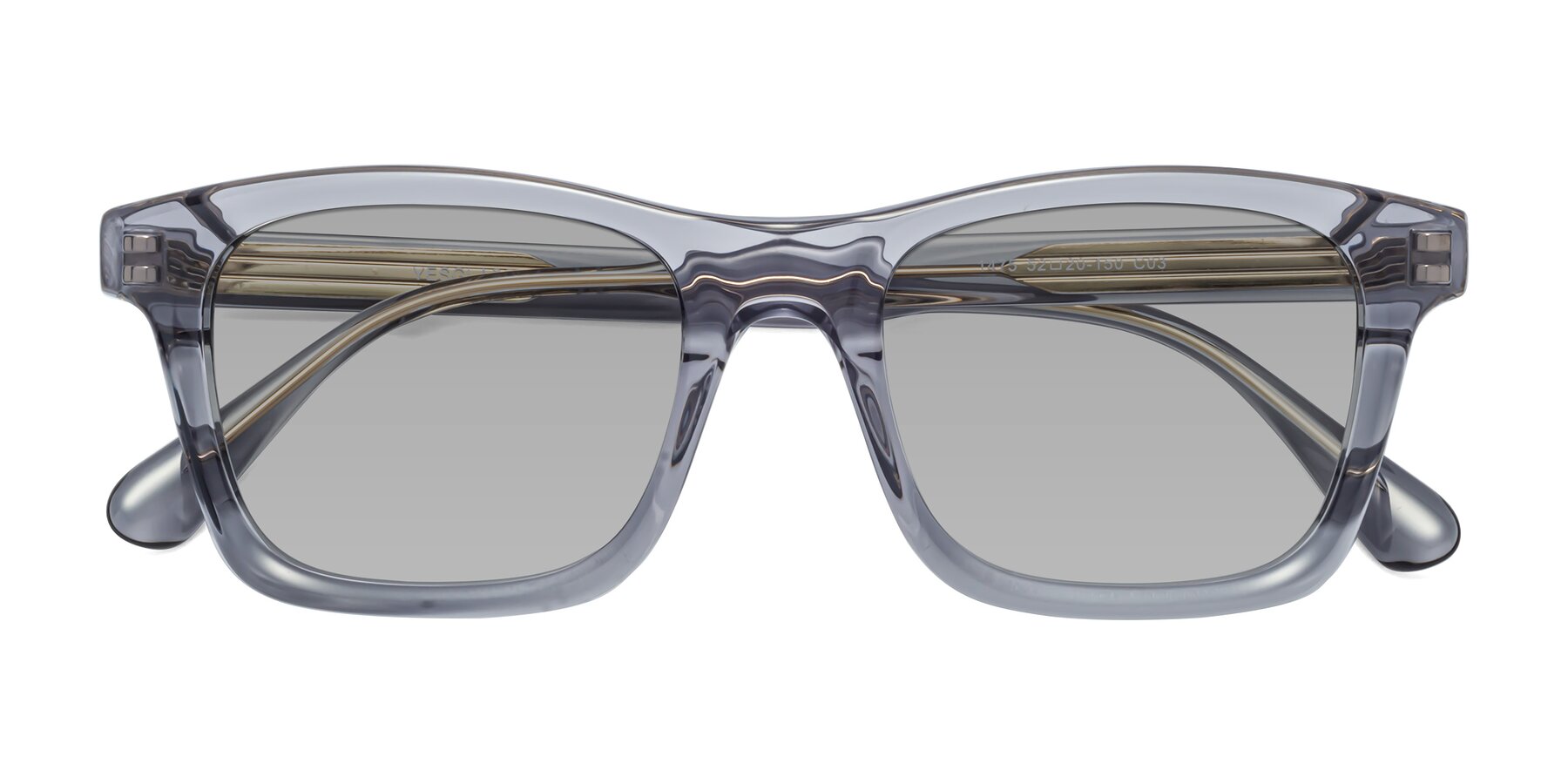 Folded Front of 1475 in Transparent Gray with Light Gray Tinted Lenses