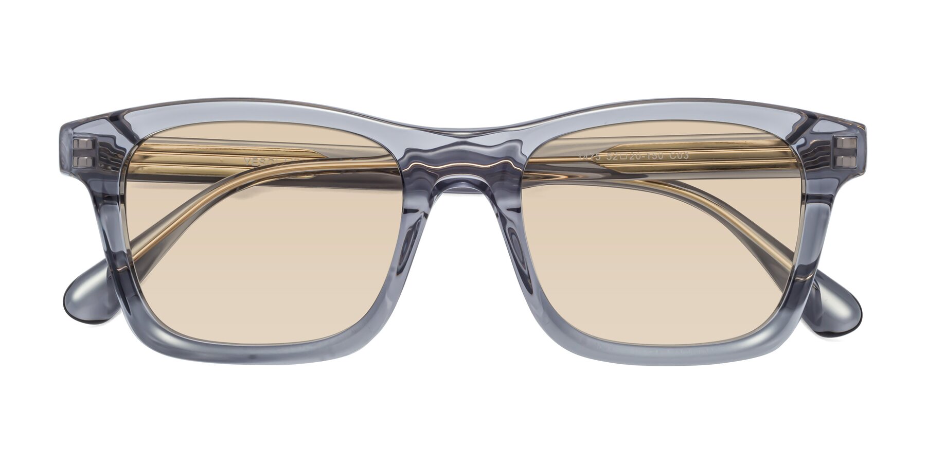 Folded Front of 1475 in Transparent Gray with Light Brown Tinted Lenses
