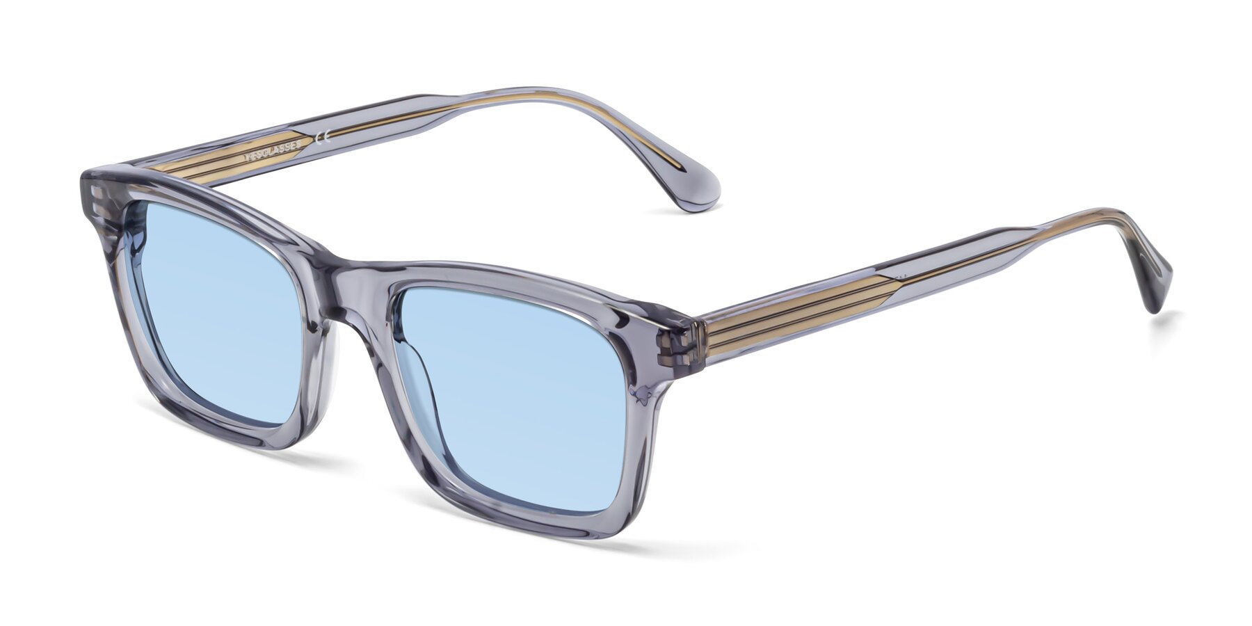 Angle of 1475 in Transparent Gray with Light Blue Tinted Lenses